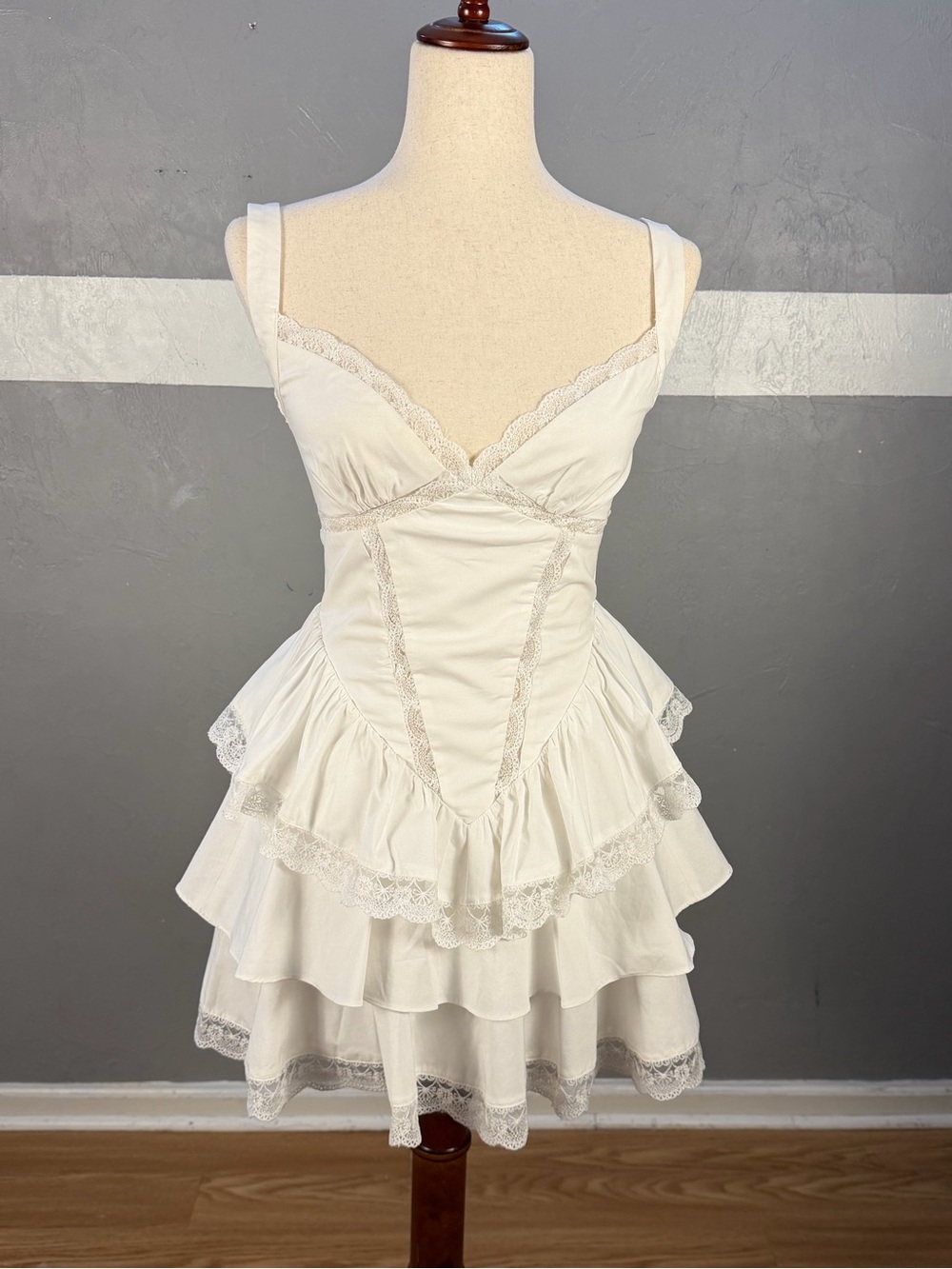 Mistress Rocks Tired Lace Trim Mini Dress